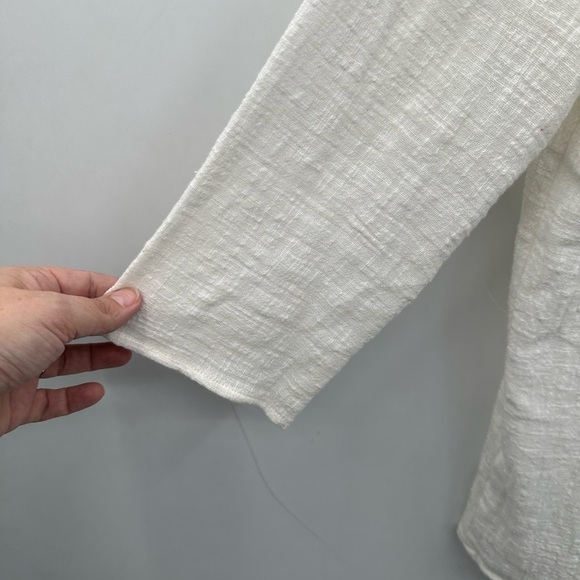 ROOLEE S Cream textured cotton lagonlook boho cottagecore long sleeve woman top - Picture 3 of 11